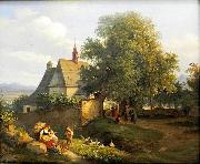 Adrian Ludwig Richter St. Anna's church in Krupka, oil painting on canvas